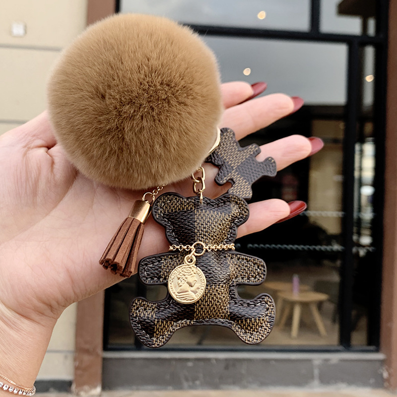 Brown Checkered Bear+Fur ball