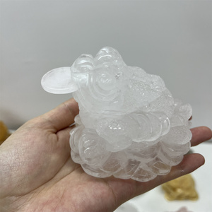 ธรรมชาติคริสตัล Toad แกะสลักหัตถกรรมเงินการทําสมาธิตะหยกสีเหลือง Rose ควอตซ์ควัน - Product Image 3