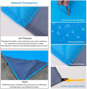 Lightweight Sand Proof <strong>Beach</strong> Blanket Oversized <strong>Beach</strong> Accessory Picnic <strong>Mat</strong> with Storage Pockets, <strong>4</strong> Anchor Loops &amp; Metal Stakes - Product Image 4