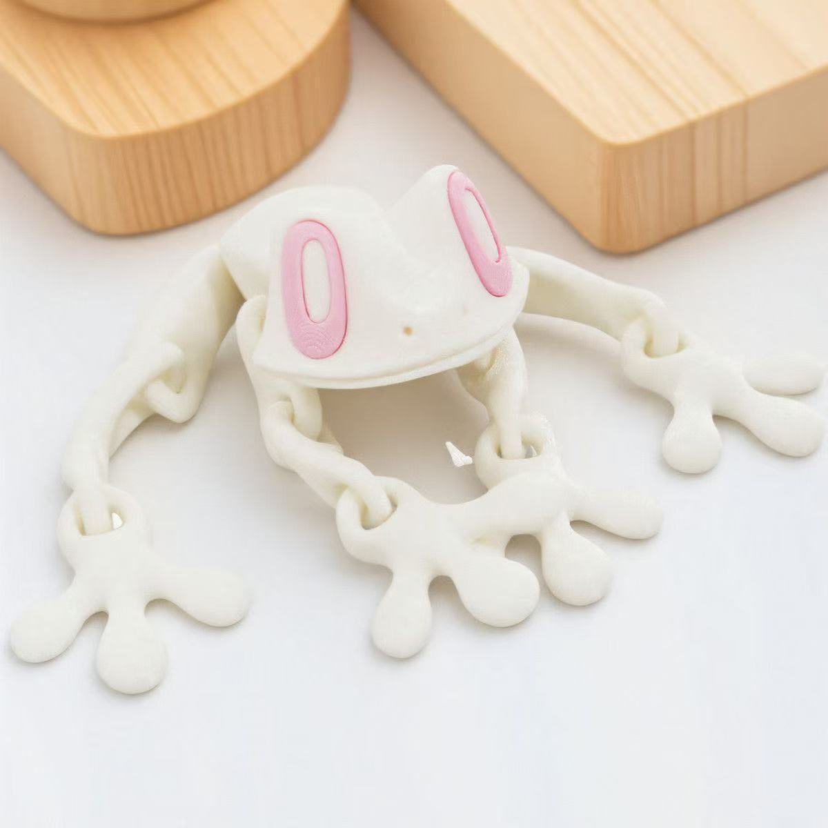 Petite grenouille de 12 cm avec aimant - blanc monochrome