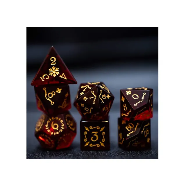 De vidrio rojo 203 DND Dice conjuntos Jade dados piedras preciosas para calabozos y dragones Pathfinder RPG MTG de