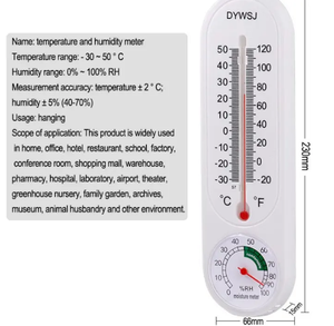 Hot bán pin-miễn phí rượu Màu Đỏ nhiệt kế trong nhà nhiệt độ độ ẩm Meter thủy tinh ẩm kế cho các trang trại có thể được treo - Product Image 2