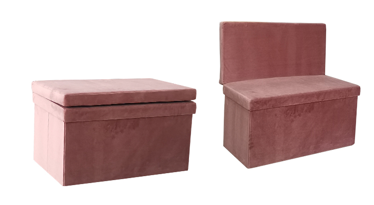 folding pouf ottoman storage ottoman with backrest  collapsible chair 38*38*45cm