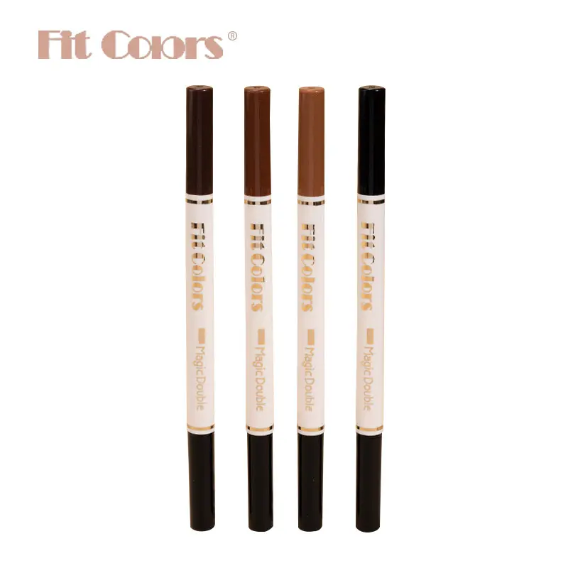 قلم حواجب سائل 2 في 1 بأطراف مزدوجة ملونة ومقاس مناسب للعين، قلم حواجب مقاوم للماء والعرق