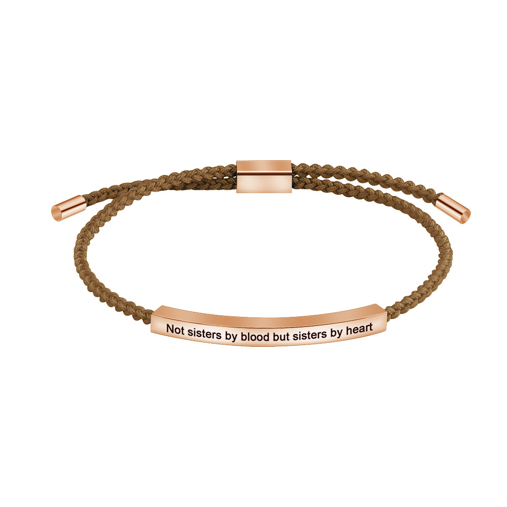 Bracelet en corde marron et or rose g3713