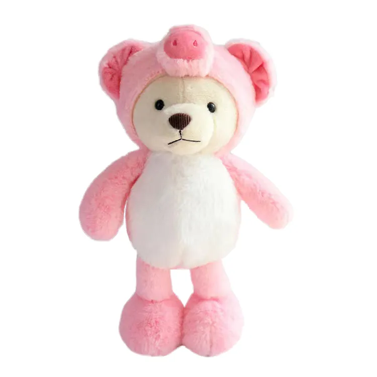 Custom Schattige Pluche Knuffels Zachte Teddybeer Met Roze Varkensdoek Voor Schattig Cadeau