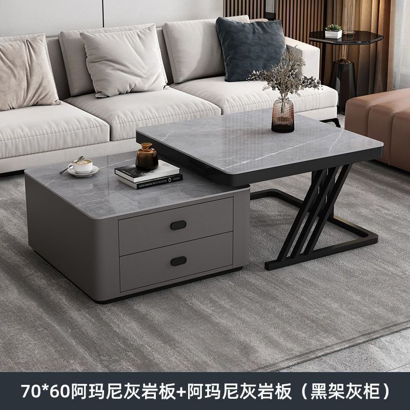 Meuble à double tiroir, cadre noir, gris armoire - gris Armani + gris Armani