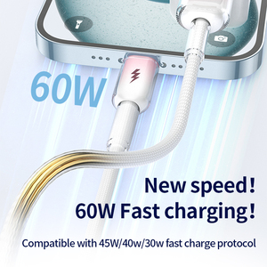 สายเคเบิลส่งข้อมูลคริสตัลน้ำแข็ง PD 60W ชาร์จเร็วชนิด C ถึง Type C สำหรับ Apple 16 15 Samsung /huawei - Product Image 5