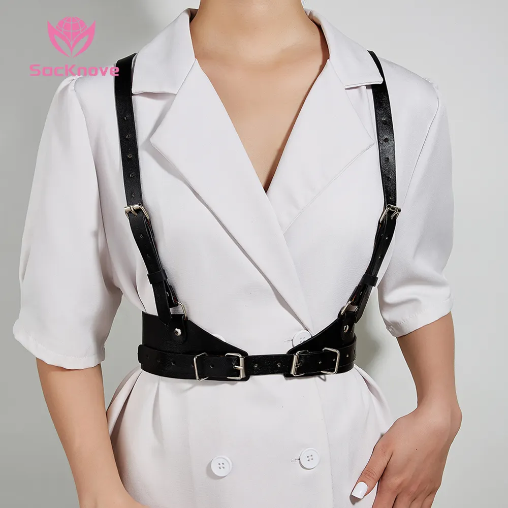 SacKnove موضة جديدة حزام الكتف المرأة فاتح الجسم الملابس الداخلية الخصر جلد حزام بانك