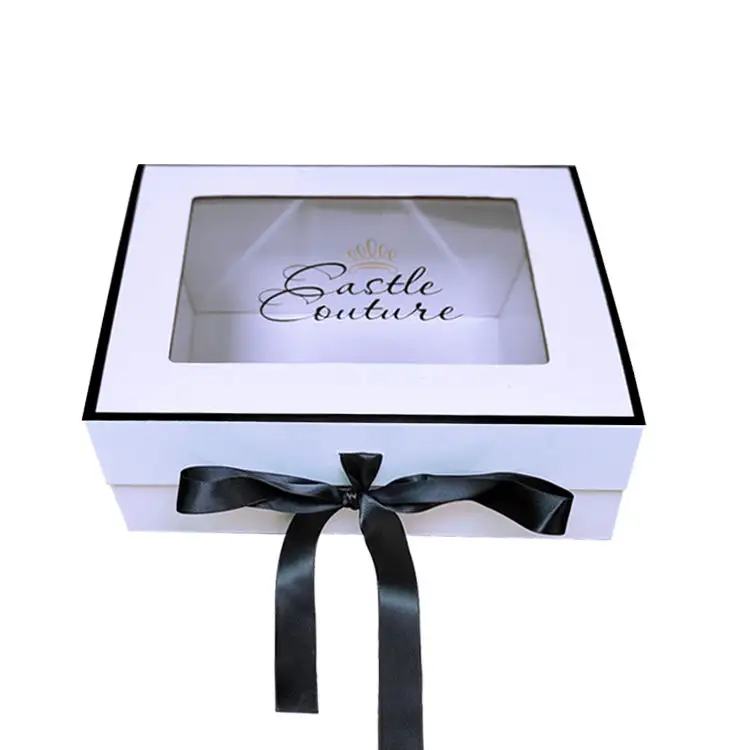 מותאם אישית יוקרה ברור מכסה Pvc אריזת מתנה חלון קופסת נייר לממתקים תות שוקולד מאפיית קאפקייקס קופסת עוגה עם חלון