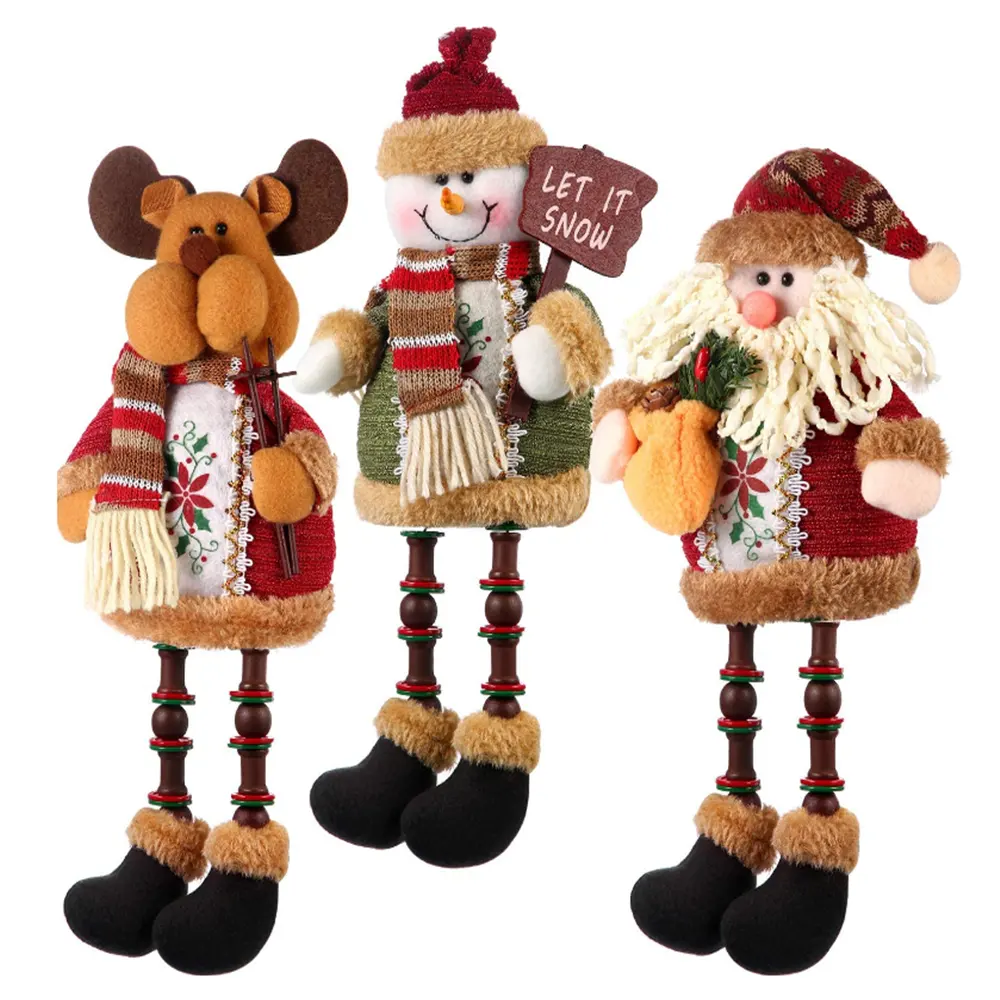 Natale seduta Santa Claus pupazzo di neve renna natale ornamento gambe lunghe tavolo caminetto decorazione per la casa