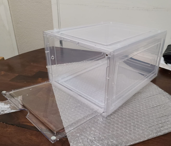 Spring Sign Custom Logo Printing Acrylic Shoe Box with Drawer Acrylic Sneaker Collection Box