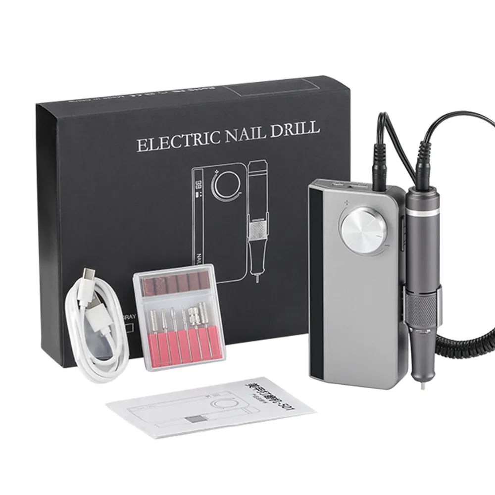 Nail Drill Pen 35000rpm Portable Electric File Rechargeable Acrylic Nail Gel Polisher Drill Machine for Nails