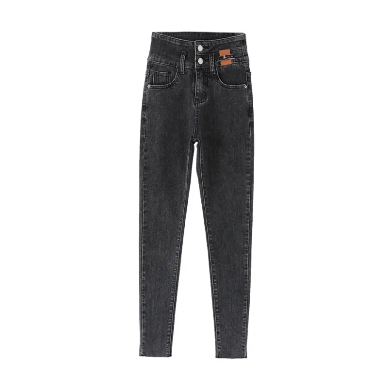 Весенние эластичные узкие уличные джинсы-карандаш с высокой талией, повседневные универсальные привлекательные облегающие джинсы для работы девушек
