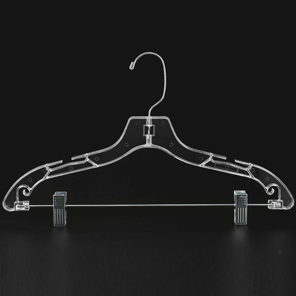 Cintre transparent avec pinces