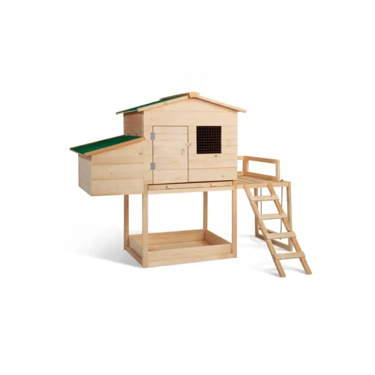 Jaalex pollaio per animali domestici in legno facile da pulire all'aperto di alta qualità con tetto verde