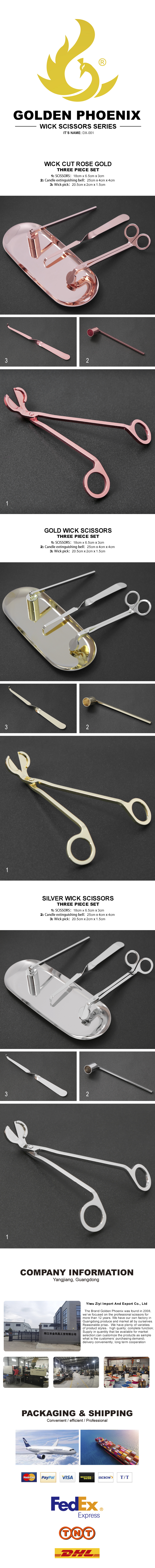Golden Phoenix Candle wick Trimmer Wholesale Wick Scissors Stainless Steel Wax Candle Tools Accessories