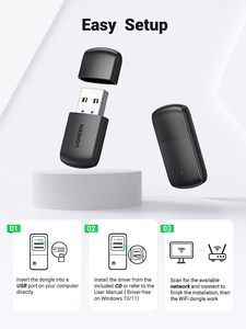 UGREEN AC650 USB WiFi Adapter for Desktop PC 5G 2.4G Dual Band WiFi Dongle Mini <strong>Wireless</strong> USB <strong>Computer</strong> <strong>Network</strong> Adapter - Product Image 5