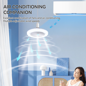 Wind Speedsled Fan Light Control remoto E27 LED Fan Ventilador de techo con luz NUEVO Moderno 80 Dormitorio Sala de estar Mini Diblacke 3 PC - Product Image 3