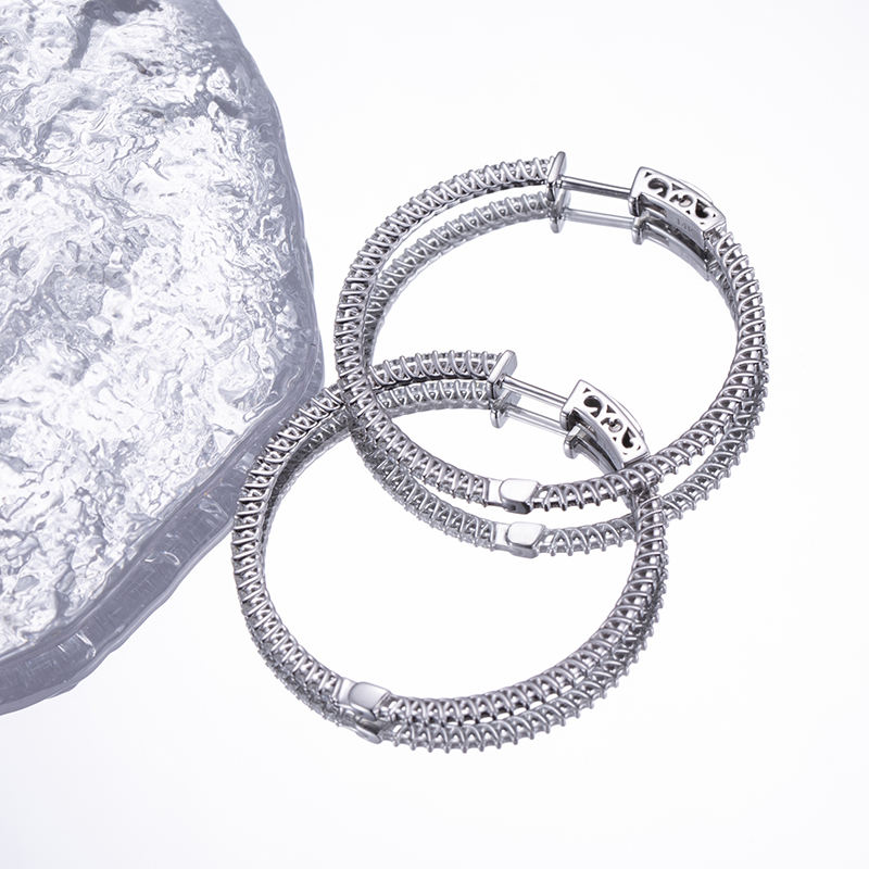 ต่างหูเพชรแล็บไวท์โกลด์ 14K