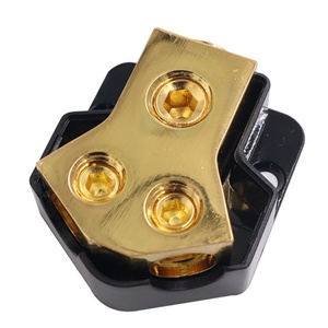 Calibre 0/2/4 AWG Entrada de coche Calibre 4/8/10 Salida Amp Tierra Terminal de 2 vías Divisor de bloque de distribución de energía para Audio de barco automático