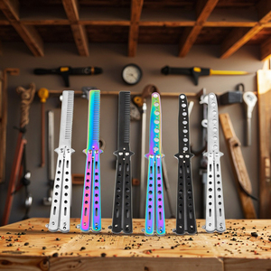 Oem đầy đủ thép không gỉ đào tạo có thể gập lại lược Túi Gấp lược thực hành bướm dao huấn luyện viên cho CSGO đào tạo (Bạc) - Product Image 3