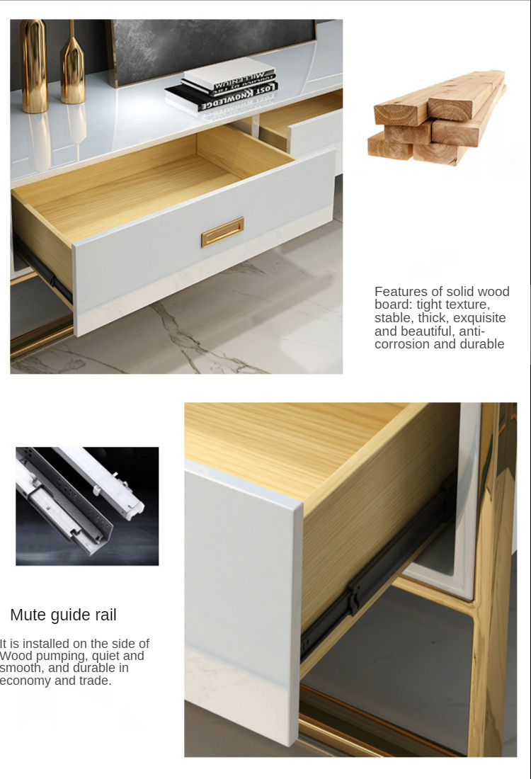 Post-modern light luxury tempered glass tea table TV cabinet combination small family TV cabinet combination