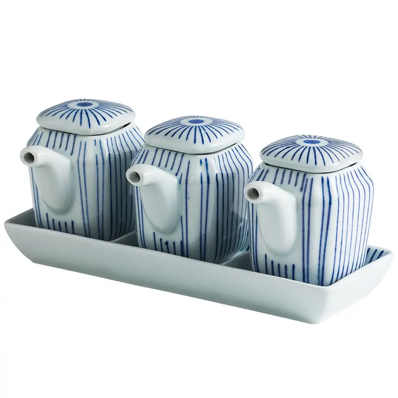 Harmony Ensemble de cruet de cuisine en céramique de style japonais de meilleure qualité Distributeur d'huile Mini bouteilles de condiments