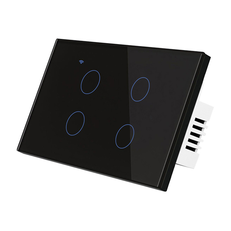 ZigBee Universal Single/Live-Neutral Wire 4-Gang Black