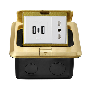 Presa da pavimento USB italiana 16A presa di corrente italiana calibro con doppia USB + spina desktop di rete di ricarica di tipo c - Product Image 1