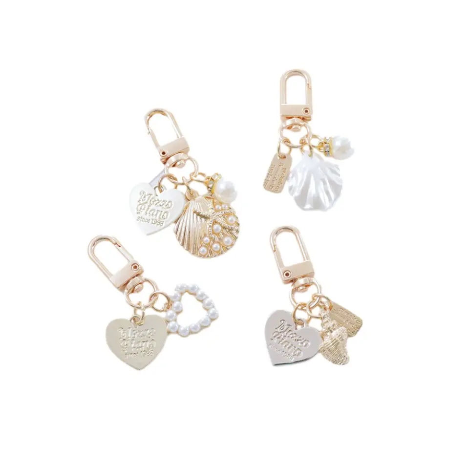 Fine Fashion Metal Key Buckle Geschenk für Frauen Cute Pearl Shell Herzform Tasche Auto Charm Schlüssel bund Zubehör