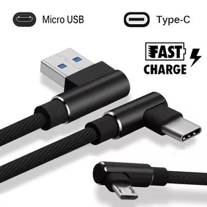 Toptan 1M 2M 3m USB tip C 2.4A hızlı şarj kablosu naylon örgülü 90 derece dirsek mikro USB telefon kablosu - Product Image 5