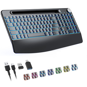 Teclado de computadora inalámbrico ergonómico sin retrasos recargable 2,4G con teclas silenciosas - Product Image 1