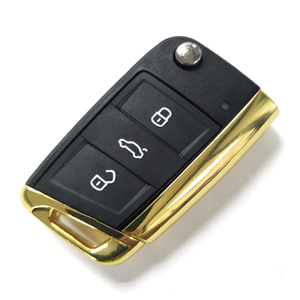 Modifizierte 3-Tasten-Fernbedienung Autos chl üssel <span class=keywords><strong>Shell</strong></span> Cover für V-W G-olf HU66 Blade Golden <span class=keywords><strong>Flip</strong></span> Folding <span class=keywords><strong>Key</strong></span> Case
