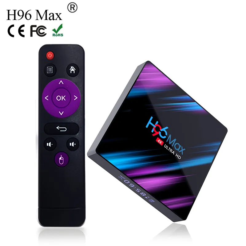 Haute qualité TVBOX H96 Max RK3318 Quad Core 4GB 32GB 64GB Android 9 9.0 9.1 Wifi Internet Set Top TV Box