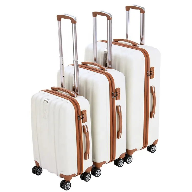 Kaliteli ABS 3 parça bagaj seti düzenli aksesuarları tekerlekli çanta torba Hardshell hafif bavul bagaj fabrika