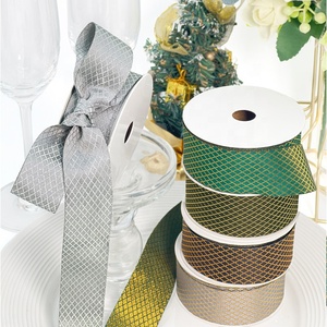 Jacquard cắt cạnh 3cm kim cương kiểm tra <span class=keywords><strong>Ribbon</strong></span> Polyester DIY Craft gói quà spool cho Giáng sinh & Wedding dịp - Product Image 6