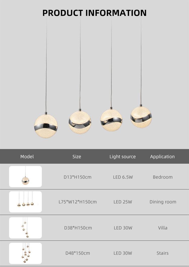 Nordic Lamps Simple Personality Living Room Dining Decorative Ball Crystal Modern Led Pendant Light