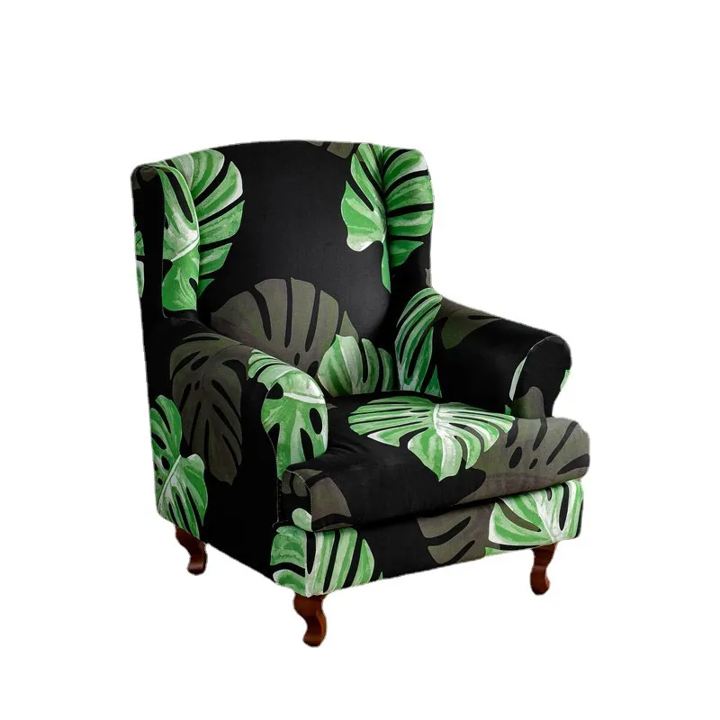 Tropikal yapraklar baskılı kanat sırtlı sandalye örtüsü oturma odası için streç çıkarılabilir koltuk kanepe kılıfı ile koltuk minderi kapak