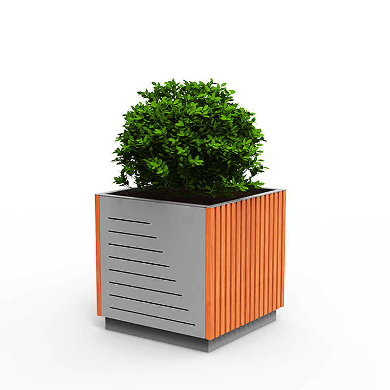 Wholesale Cheap Recycle Modern Center Mall Garden Park Street Station Outdoor Standing  Planter Wood Flowerpot