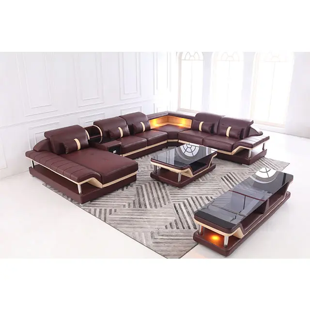 Sofá Moda moderna Sala de estar Quente Novo Design sofá De Couro Seccional