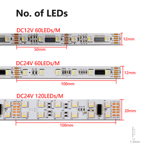 Светодиодная Пиксельная лента DMX512, двухрядная 5050 RGBW RGBWW 4 в 1 SMD, полноцветная внешняя программируемая адресная световая панель IC UCS512 24 В - Product Image 3