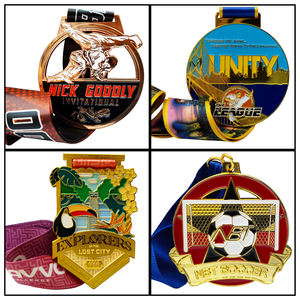 Medaglia produttore a buon mercato personalizzato in lega di zinco metallo oro argento bronzo premio design medaglia giocatore personalizzata con nastro - Product Image 4