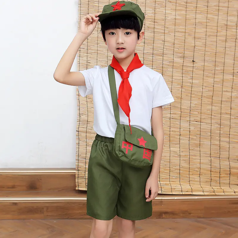 Ropa de octava ruta, uniforme de escuela primaria, disfraz de ejército rojo pequeño, ropa de actuación infantil brillante de estrella
