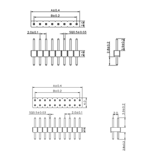 Pin <strong>Header</strong> 2.0 Pitch 1Pin to 40 Pin Single Row and Double Rows Male Right Angle DIP Connectors Factory Customized - Product Image 3