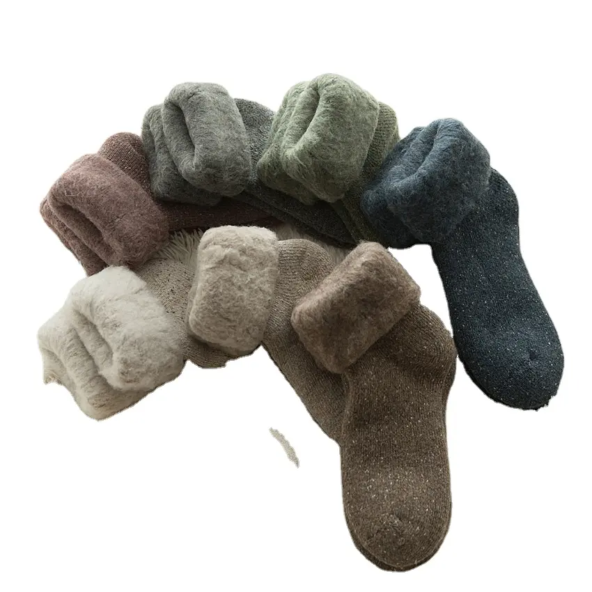 Caldo inverno spesso morbido peluche soffice foderato in pile calzini sfocati divano letto per interni calzini da pavimento per le donne