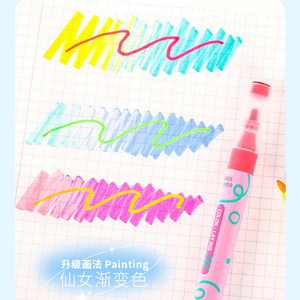 Resaltador de capas de color de doble cabeza Los colores apilables se pueden pintar con resaltador de marcador de cambio de color de flash Kawaii - Product Image 1