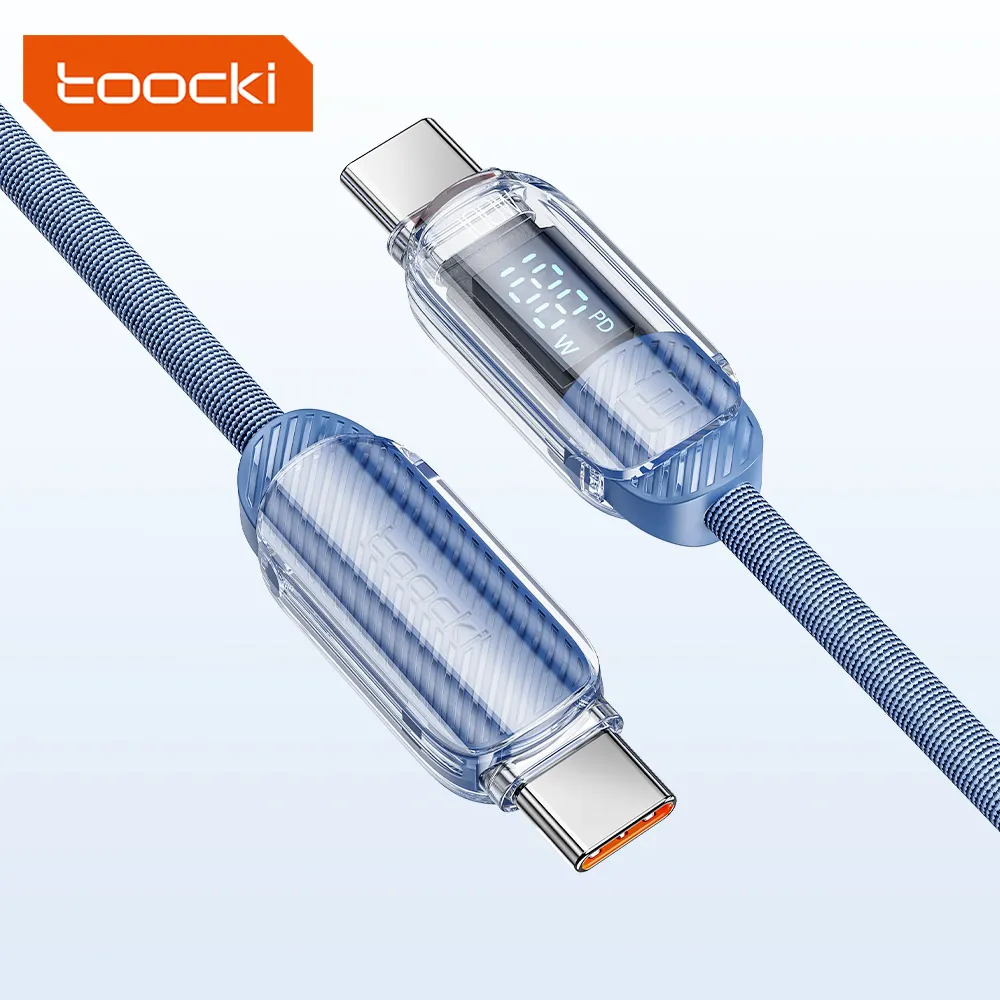 Toocki 100W Câbles et fils de données de conception de mode Câbles de données Type c Accessoires de téléphone 2024 câble usb type c avec écran led