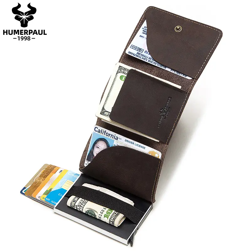 HUMERPAUL 2020 Neue schlank Customized Großhandel RFID brieftasche Aluminium Pop Up Brieftasche Metall Kreditkarte Halter