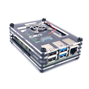 Custodia in acrilico Raspberry Pi 4 modello B scatola da 9 strati custodia nera e trasparente con ventola di raffreddamento - Product Image 1